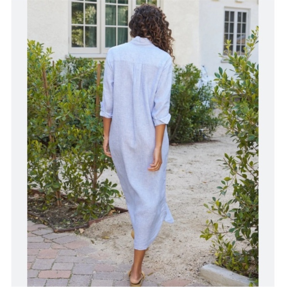 NWOT FRANK & EILEEN Rory Linen Maxi Shirtdress SOFT BLUE M - Picture 3 of 6